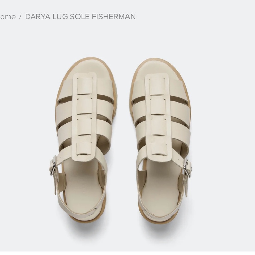 Freda Salvador Cream Darya Lug Sole Fisherman Sandals. Gently worn 1/2 sz too lg